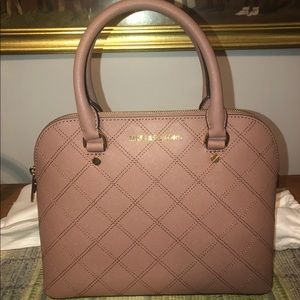 MK Med. Saffiano Dome Satchel
